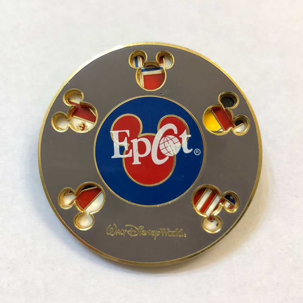 Disney Pin - Spinning Epcot Flags